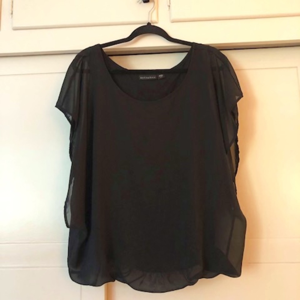 Metaphor Sheer Black Blouse with lining Size XL